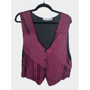 Vintage Spell Bound Rayon Patchwork Vest Women’s Large Boho Gypsy Whimsy Goth‎